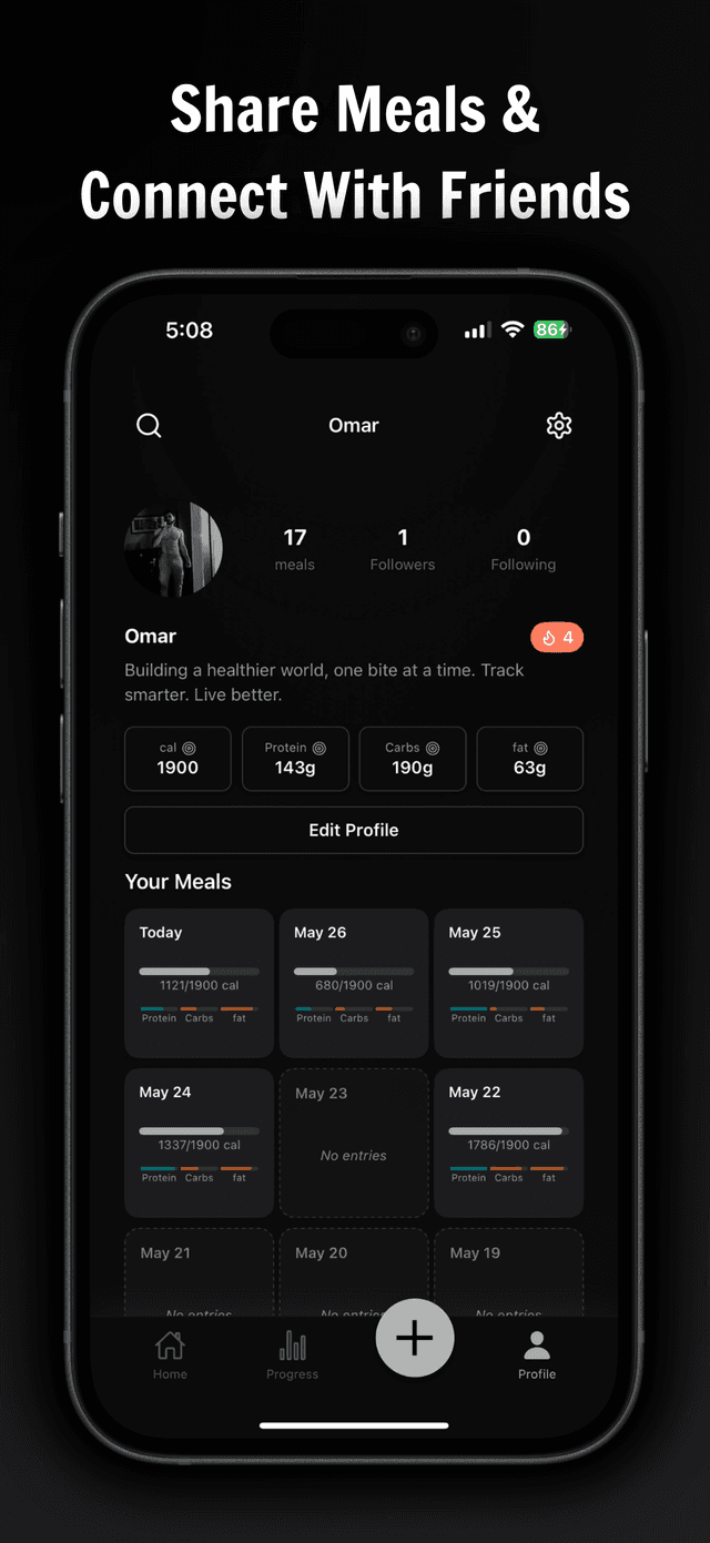 Complete health tracking interface